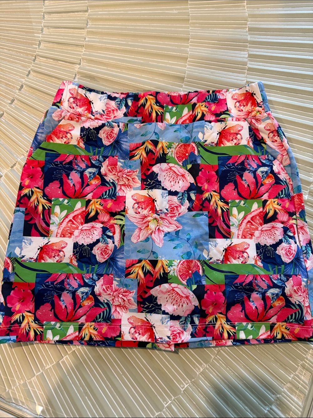 Kyodan Floral Patchwork Golf Skort - Pink, Blue & Green